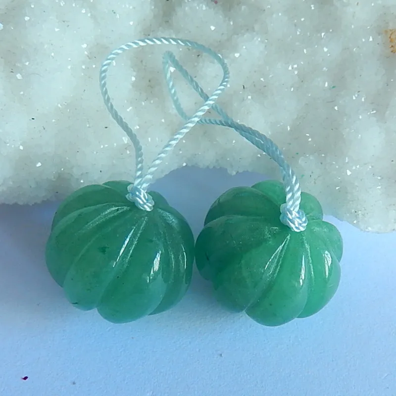 

Carved Green Aventurine fashion woman Earrings,15x13mm,12.2g
