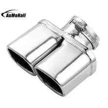 Y-Pipe Dual/Dual Curved Car Stainless Steel Silver Chrome Round Tail Muffler Tip Pipe Automobile Exhaust Pipes Tips