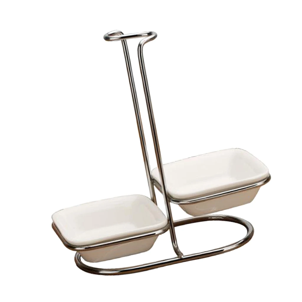 Modern Round Ceramic Bowl Ladle Stainless Steel Spoon Rest Holder with Polished Pot Clips Vertical Design Rack Kitchen Gadgets