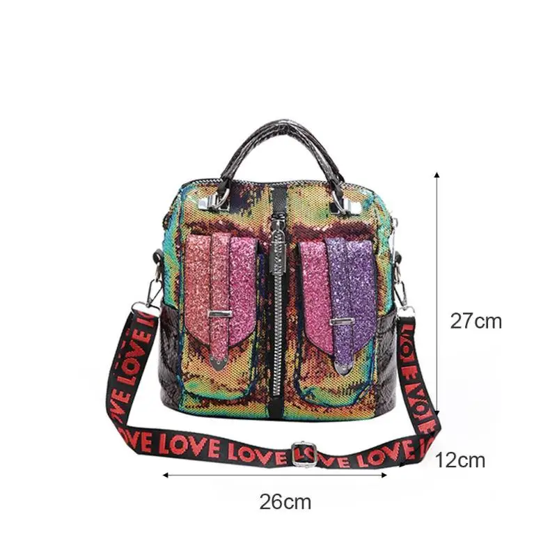 Женские дорожные рюкзаки с блестками, сумки через плечо с верхней ручкой, кожаный большой рюкзак, модные мини-рюкзаки с блестками для путешествий, мини-сумка