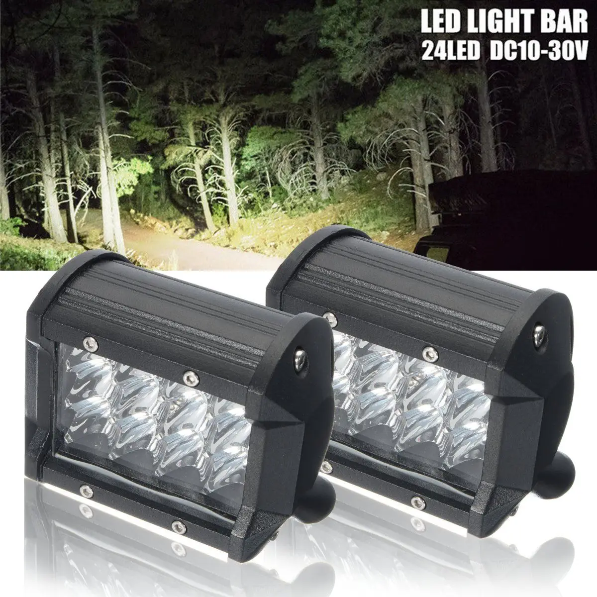 IKVVT 2pcs 5inch 36W LED Car Work Light Bar Flood Beam Off Road SUV Fog Driving Lamp
