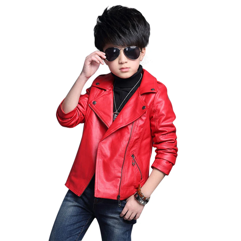 

Children PU Leather Jacket Boys 2019 Autumn Leather Coat Girls Spring Jacket Children Solid Casual Outerwear 6 8 10 12 13