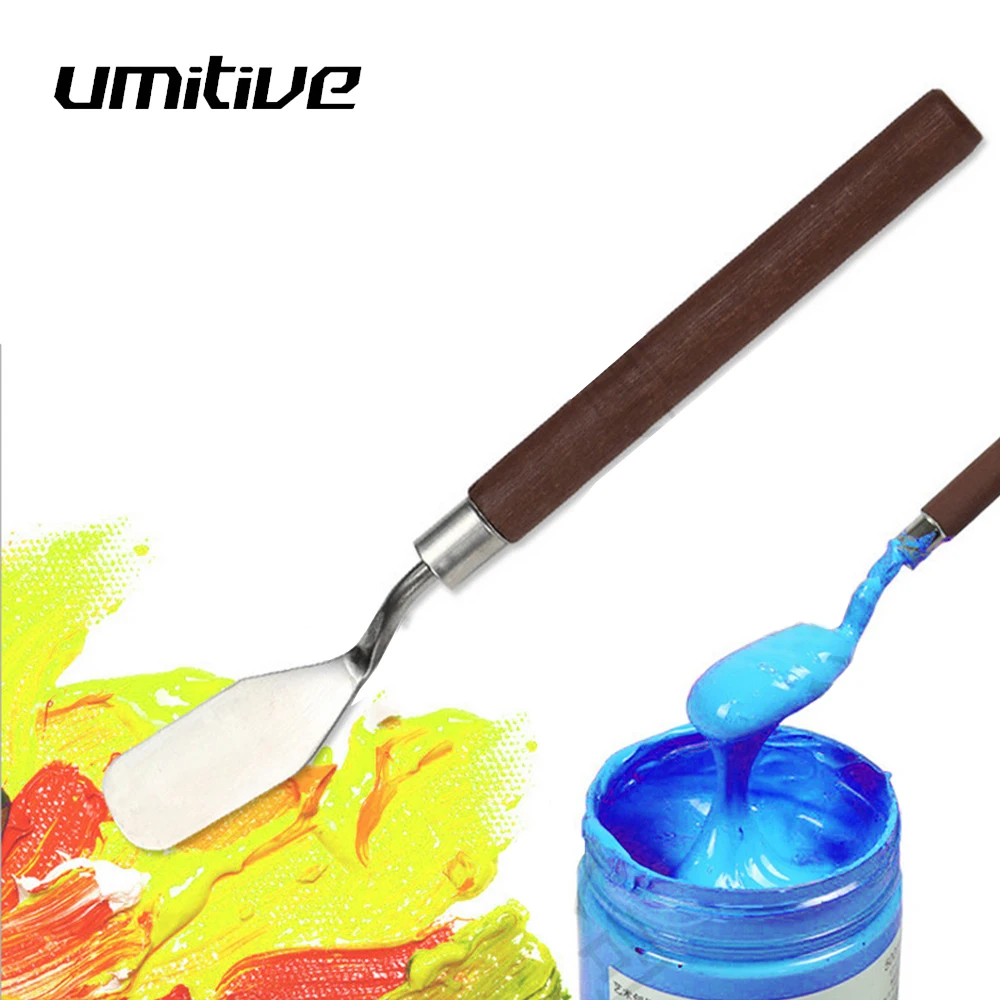 

Umitive 5pcs Palette Knife Painting Stainless Steel Wood Handle Spatulas For Artist Oil Painting Color Mixing