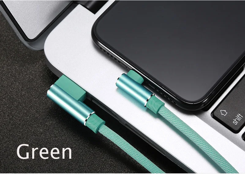 Suntaiho USB-Type C кабель 90 градусов локоть для huawei USB C зарядное устройство кабель для samsung LG для Oneplus данных Кабо Для Xiaomi 8 se - Цвет: Green