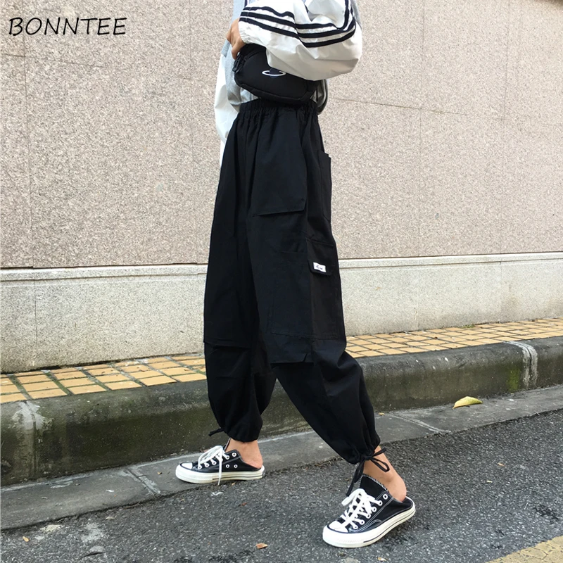 

Pants Women Cargo Long Trousers Simple Loose Trendy Harajuku Korean Style Pockets Womens High Quality Streetwear All-match Chic