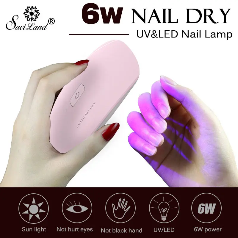 

Saviland 45s/60s Portable Mini 6W LED Lamp Nail Dryer USB Charge Timer LED Light Quick Dry Nails Gel Manicure For Nail Art
