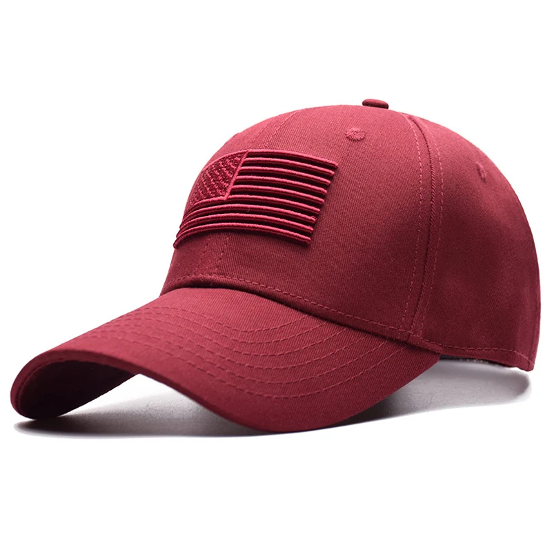 Новая брендовая бейсбольная кепка с флагом США для мужчин и женщин, хлопковая бейсболка, унисекс, американская вышивка, хип-хоп кепка s Gorras Casquette Hombre - Цвет: wine red