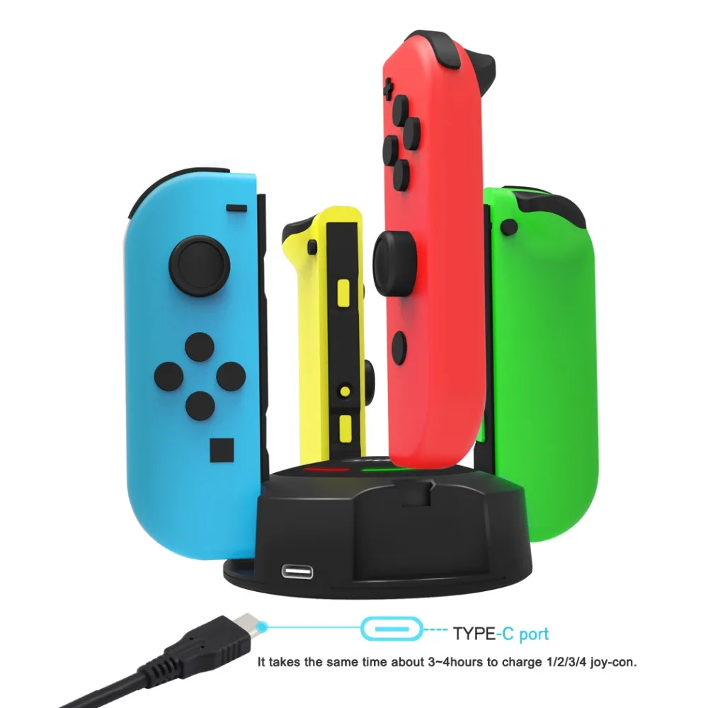 4 в 1 цветной Контролер зарядное устройство для Nintend переключатель Joy-Con Тип C usb зарядка Док-станция Стенд станция со светодиодный индикацией