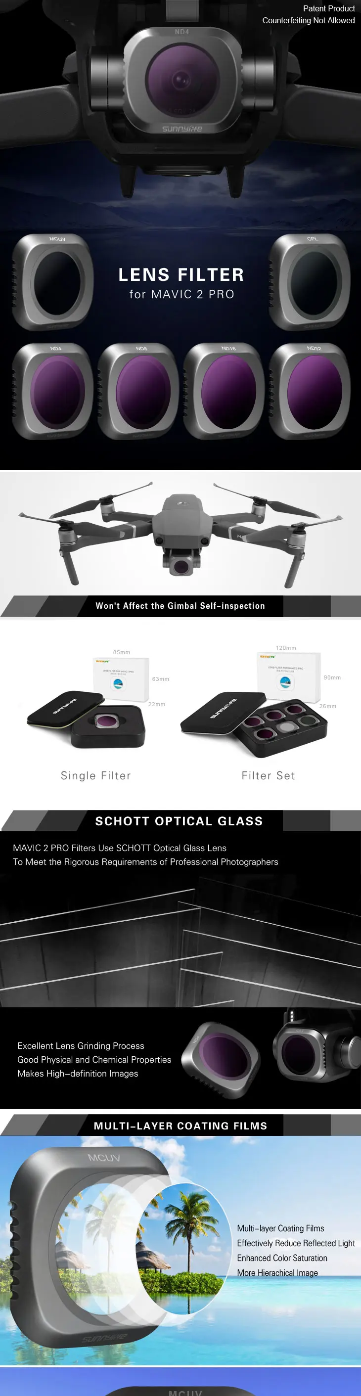 MCUV CPL ND4 ND8 ND16 ND32 фильтр объектива камеры для DJI MAVIC 2 PRO фильтр для дрона аксессуары