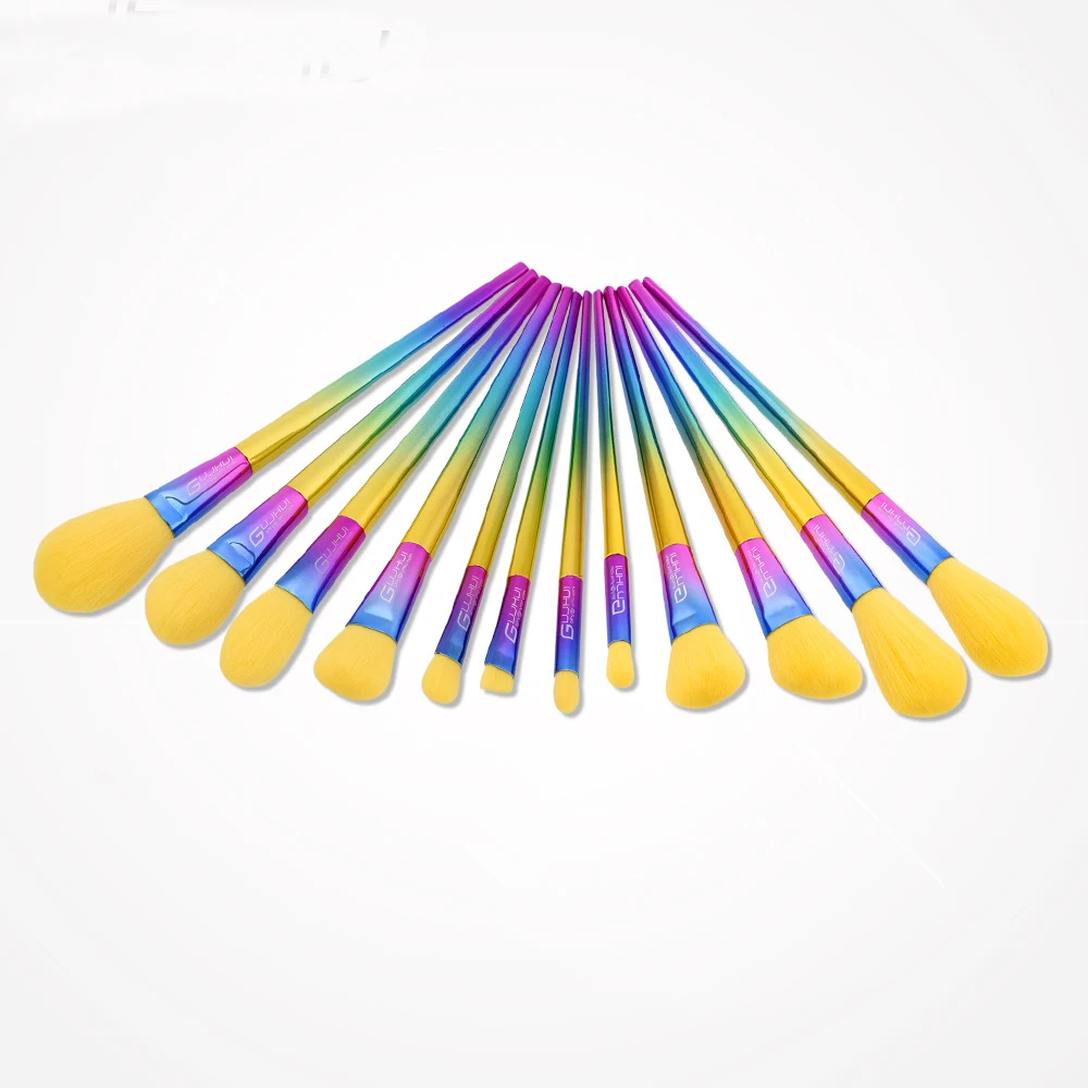 

Makeup Brushes 12pcs yellow make up Fantasy Set Foundation Powder Eyeshadow Kits contour brush 3D makeup brush set