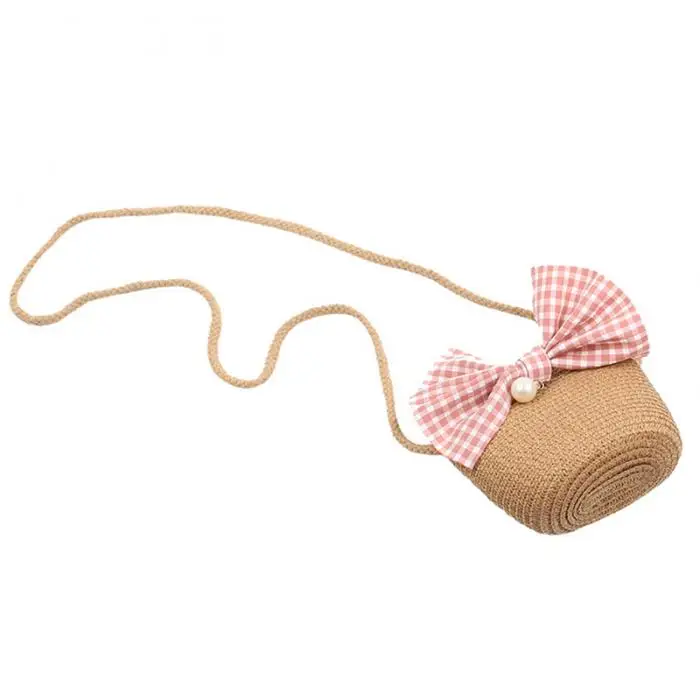 New Children Bag Straw Hat Set Hand-woven Bow Single Shoulder Bag Sun Straw Hats LMH66