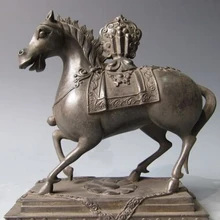 USPS в США S0265 7 Китайский Королевский Чистая Медь бронзовый Luckly Богатство Тан Верховая Боевой Конь Статуя