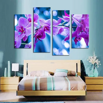 

4 pcs 5D Diy diamond painting full square drill orchid floral rhinestone Needlework home decoration 3d diamond painting multi