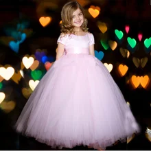 Шикарные розовые Пышные Платья с цветочным узором для девочек; цвет на заказ; Платья с цветочным узором для девочек на свадьбу; детская розовая фатиновая одежда