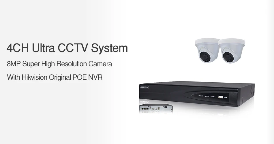 4CH CCTV система 2 шт. ультра 8MP купольная камера безопасности POE с Hikvision 4 POE NVR DS-7604NI-K1/4 P DIY комплекты видеонаблюдения