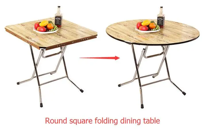 Simple folding round square dining table Household round table Small-sized square table Mahjong table