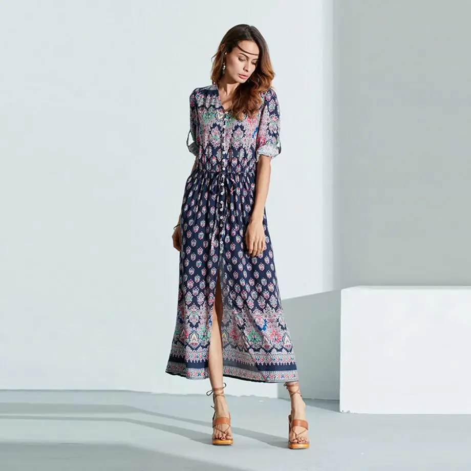 2019 الصيف الخريف جديد المرأة اللباس بوهيميا السيدات فستان طويل شاطئ حزب فساتين Vestidos زائد حجم S-5XL 2019 الصيف الخريف جديد المرأة اللباس بوهيميا السيدات فستان طويل شاطئ حزب فساتين Vestidos زائد حجم S-5XL