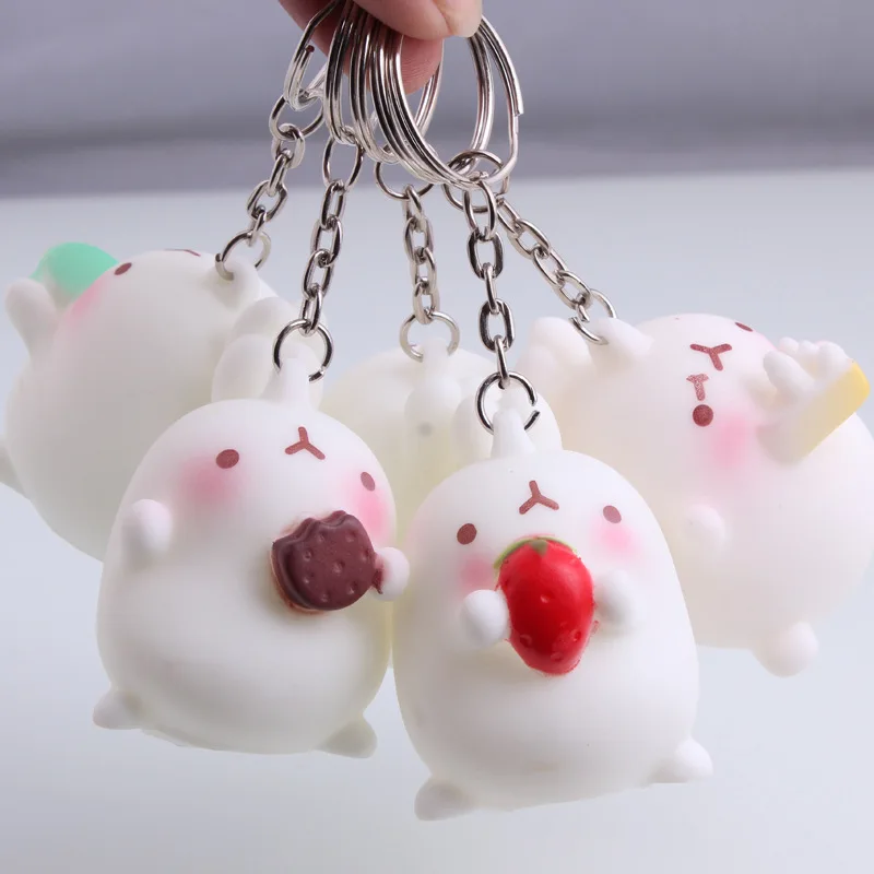Cute Small Rabbit Keychains for Men and Women DIY Rubber Cartoon Bunny