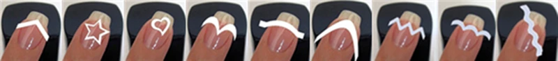 24 дизайна ногтей руководство советы от бахромы направляющие DIY стикер 3D маникюр Лак полые трафареты французские ногти