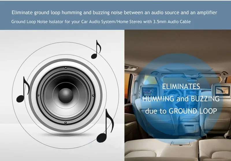 JaJaBor акустическая линия 3,5 мм Aux аудио шумовой фильтр заземление петли шума изолятор устраняет для автомобиля стерео аудио системы домашний стерео