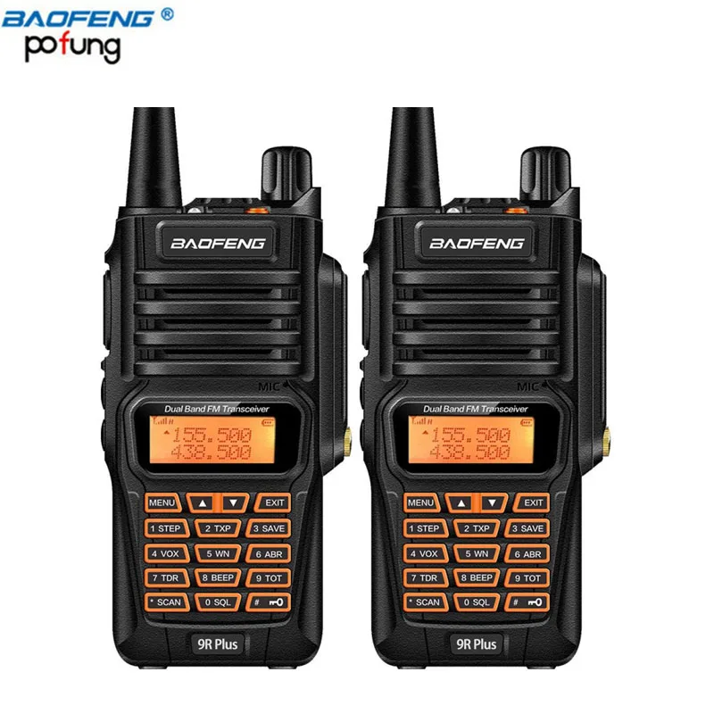 2 шт. Baofeng UV-9RPlus 8 Вт Высокая мощность 2800 мАч батарея UHF VHF Двухдиапазонная IP67 водонепроницаемая рация обновленная BF-UV9R радио