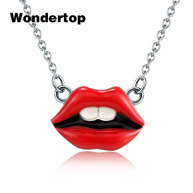 WONDERTOP Authentic Sterling 925 Silver Drop Glaze Enamel Big Red Sexy