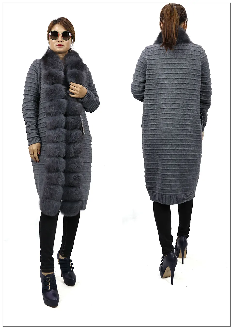 Шерсть свитер Кожа трава Лисий мех пальто модный тренд commuter Женская куртка, чтобы согреться Диана винтер2019