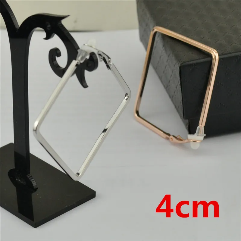 Ladies Earrings Rectangle Gold Silver Plating Non Pierced Fake Piercing Fashion Jewelry Clip On The Ear Hoop Earrings For Women hoop earrings ear clip earrings clip earrings ear clip