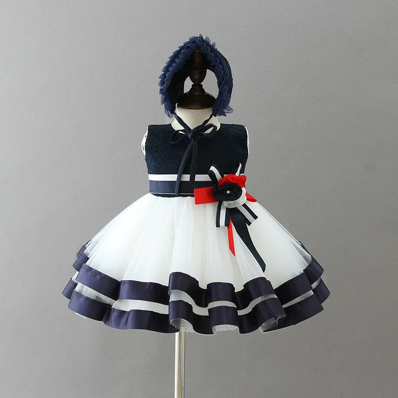 Formal Weddings Flower Baby Dress 1 2 Year Old Birthday Blue White Baby Girl Clothes 12, 24