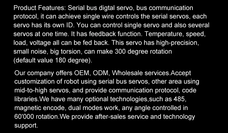 Robot Serial Bus Intelligent Servo, Feetech SCS40 Servo, 40kg cm Torque, All Metal, Coreless, Data Feedback Function (17)