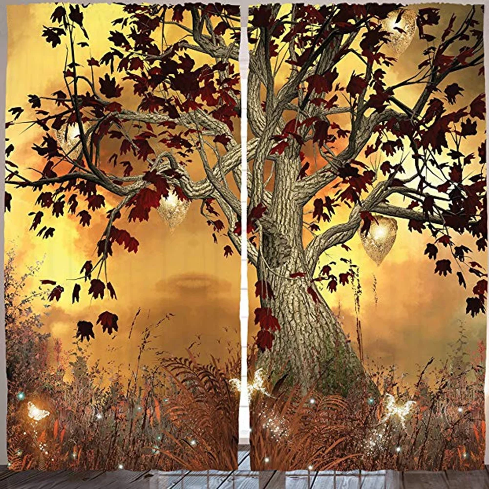 

Home Bedroom Modern Curtain Digital Printing Shading Decorative 2 Panel Set Living Room Polyester Window Drapes Unique 3D
