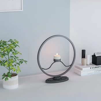 

Candle Holder Ring Shape Metal Iron Decorative Candlestick For Party Wedding Dining Centerpiece Table Ornaments Home Decor