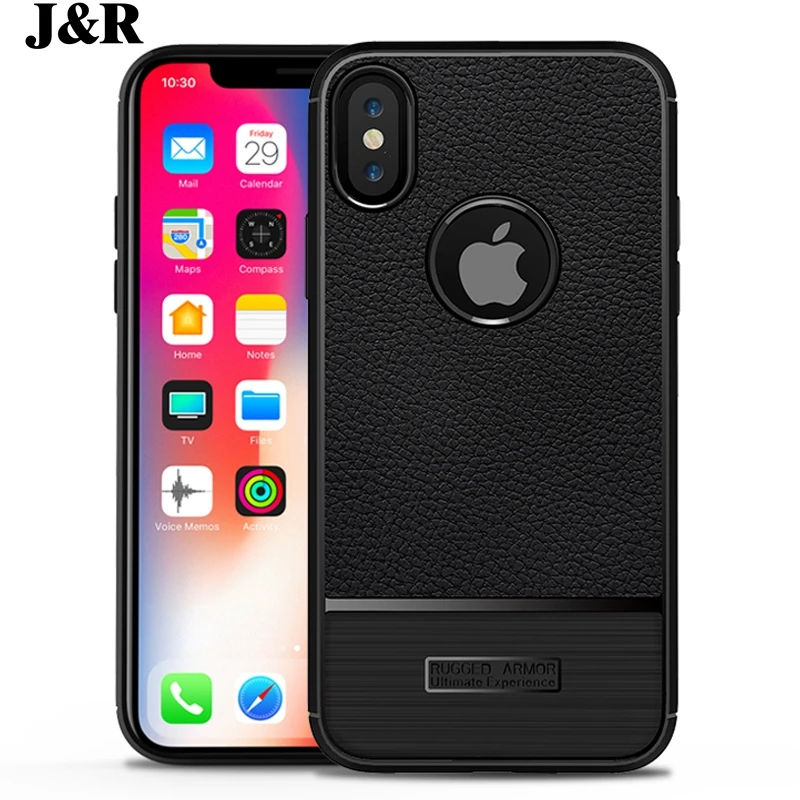 Case For Iphone X 8 7 Plus 6 6S Cover Soft Silicone TPU Cases For iPhone6S Phone Bags Litchi Leather Pattern Back Covers