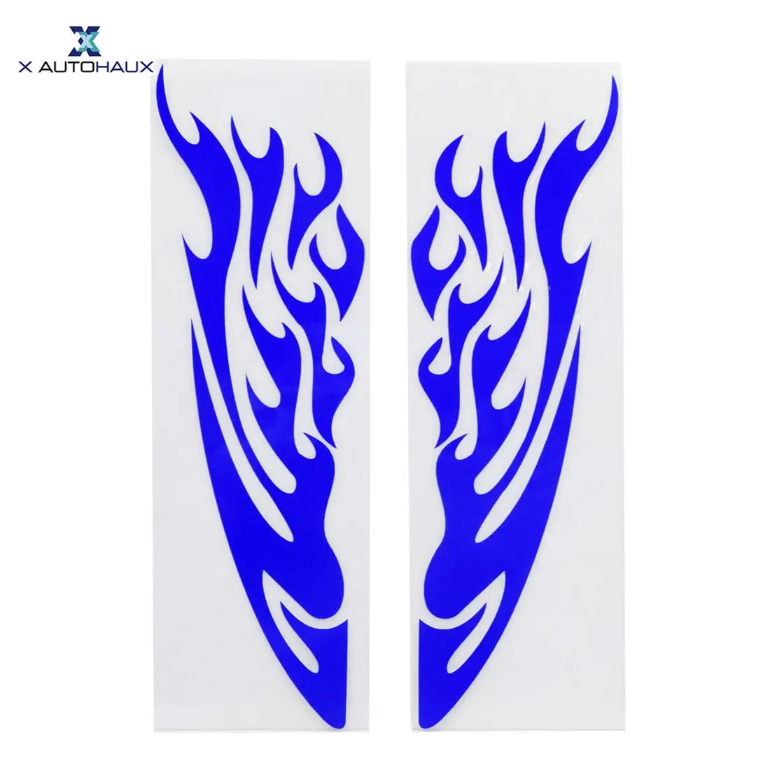 

X Autohaux 2Pcs Blue Flame Design Car Motorcycle Exterior Reflective Sticker Decor 24 x 6cm