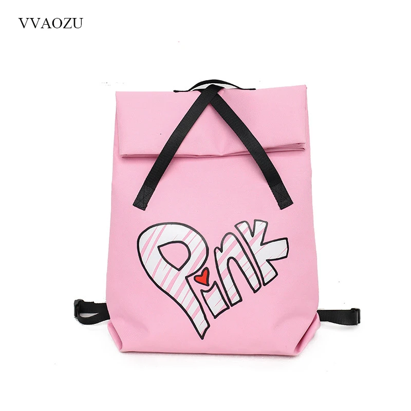

Harajuku Women Oxford Backpack Fresh Female Korean Style Pink Grey Yellow Printed Student Crossed Travel Backpack Bag Rucksack