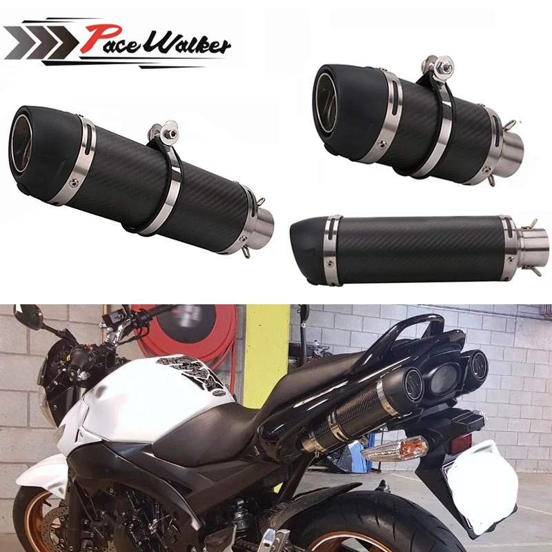 Motorcycle Exhaust Muffler Pipe Carbon Fiber Exhaust pipe for CBR 125 250 CB400 CB600 YZF FZ400