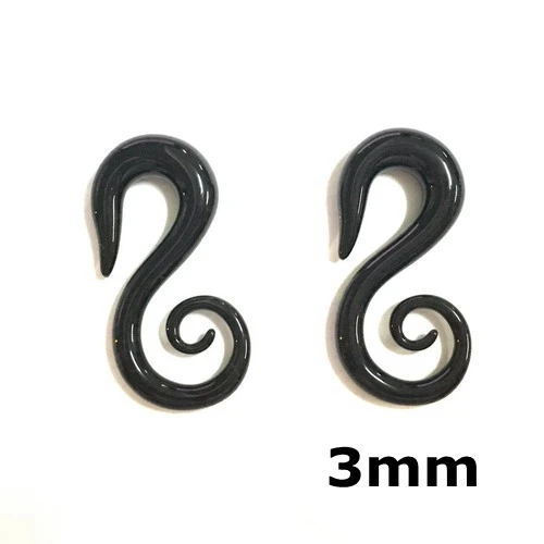2 шт. черные акриловые Поддельные УФ туннели для ушей спиральные конусы для ушей расширители датчиков тоннели в уши кольца пирсинг украшения для тела - Окраска металла: 3mm