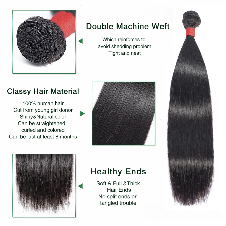 Plecare Brazilian Straight 100% Human Hair Weave Bundles 8-26 Inch Non-Remy Natural Color Hair Extensions Free Shipping