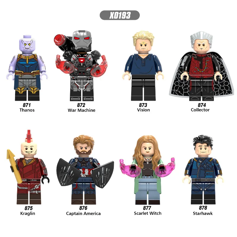 

Building Blocks Super Heroes Single Sale Thanos War machine Vision Kraglin Captain America Scarlet Witch Toys for cihldren