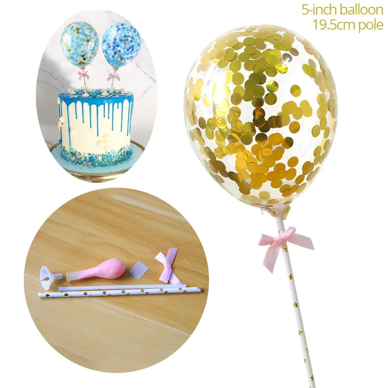 WEIGAO 5 дюймов розовый Золотой воздушный шар "Конфетти" Торт Топперы мини латексный шар ремесло для торта топперы на день рождения торт свадебное украшение - Цвет: Style 9