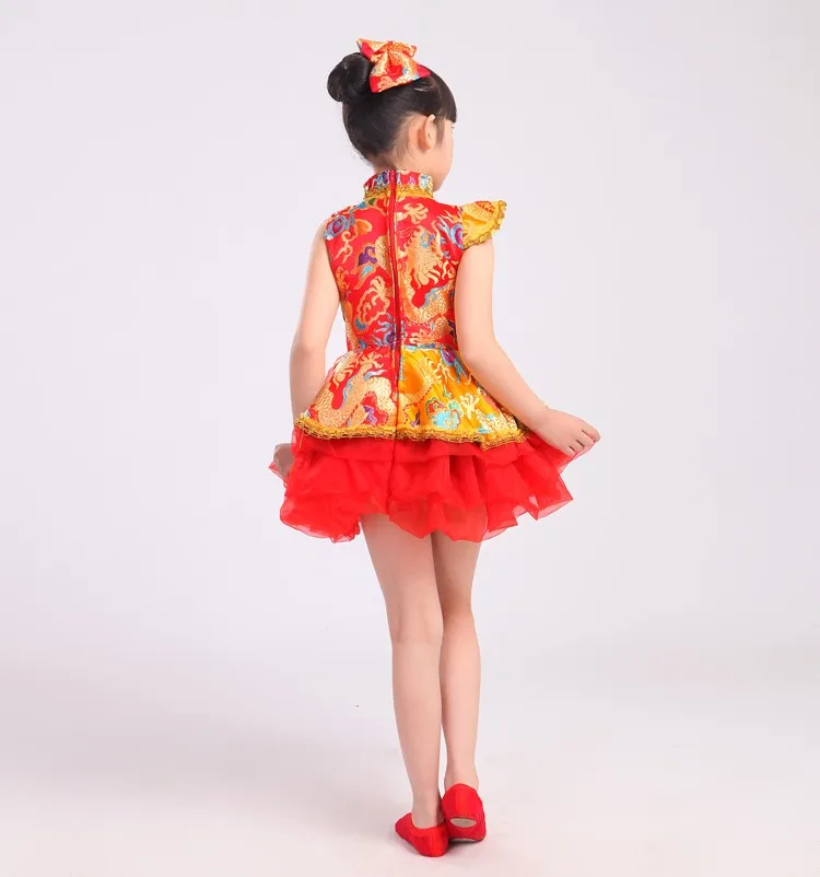 Детский танец фламенко платье вечернее платье принцессы для девочек детское платье с пышной юбкой Китайский традиционный Qiapo современный танцевальный костюм 89
