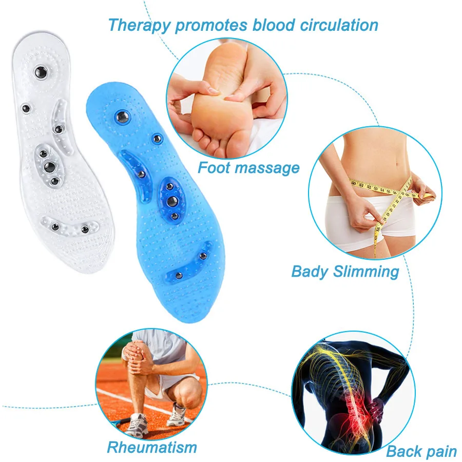 Acupressure Slimming Insoles Foot Massager Magnetic Therapy Weight Loss KY 