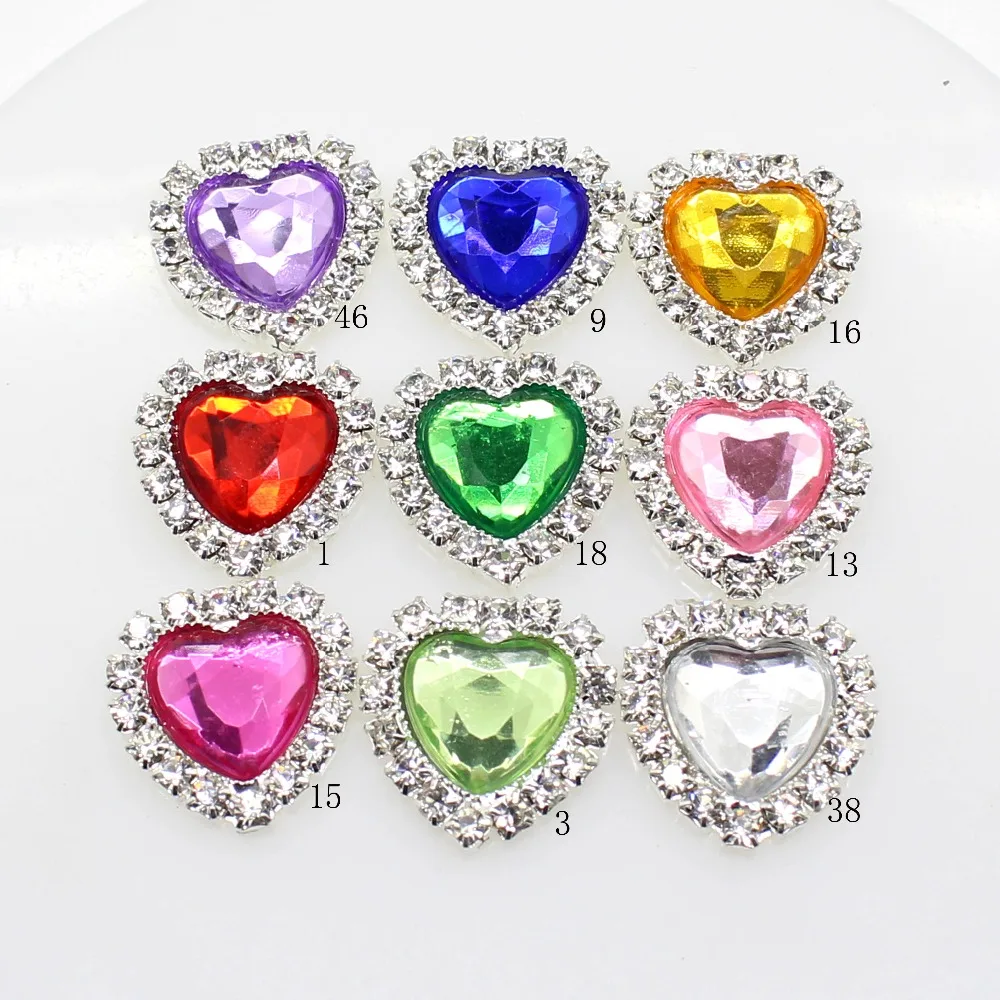 

New Hot 10Pcs 16mm Heart Acrylic Diy Jewelry Accessories rhinestones pedestal embellishments caps Decoration For Making MIX