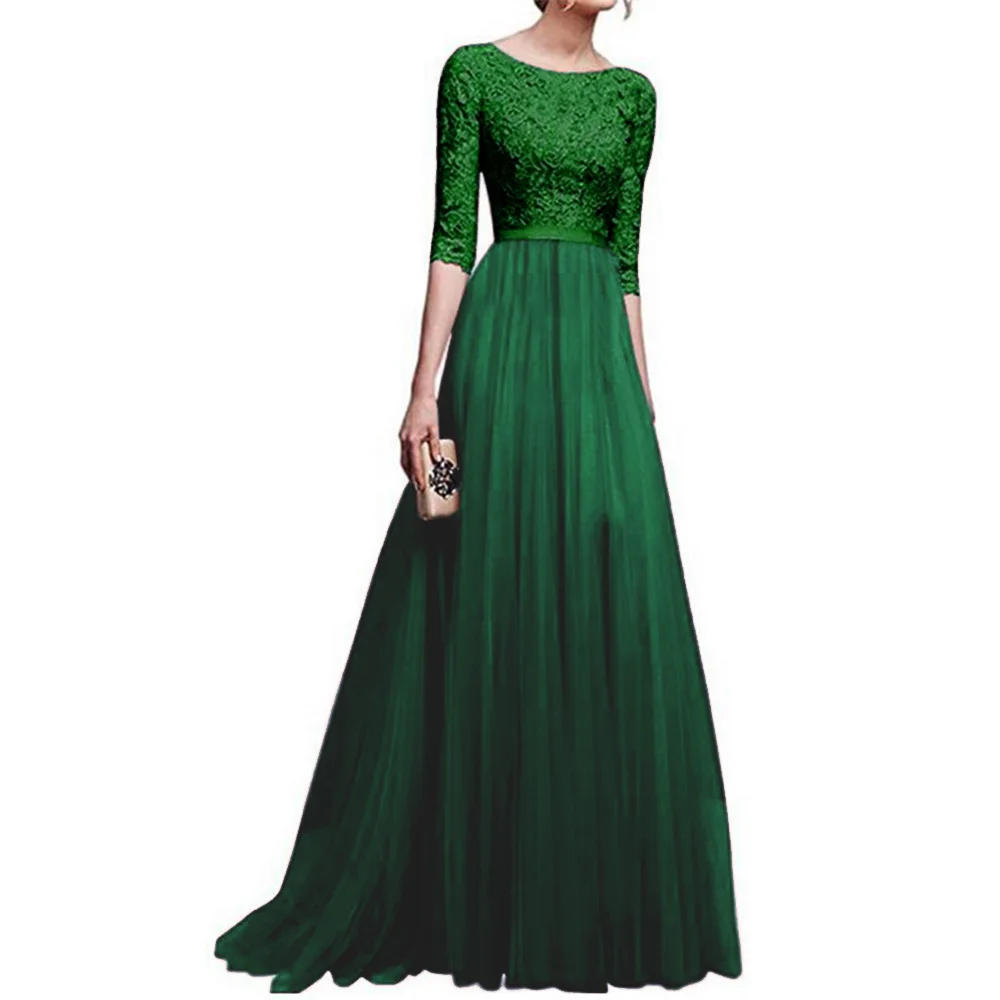 Spring summer New Elegant Women Lace Chiffon Formal Wedding Bridesmaid Long Party Ball Prom Gown Dress Womens Long Dresses