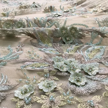

french net lace fabric S-52919 with fashionable flower embroidered tulle lace fabric for bridal dress