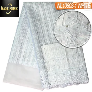 

Layla Sequins French Tulle Lace Soft 5 yard African Tulle net Lace Embroidery high quality lace Fabrics for wedding NL10603