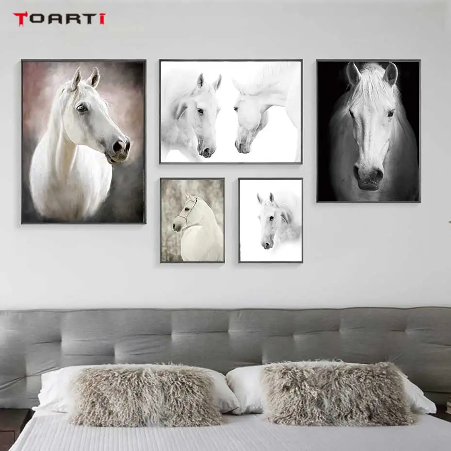 

HD Nordic Animals Posters Prints Modern Horse Canvas Painting On The Wall For Living Room Bedroom Home Decor Black Art Pictures