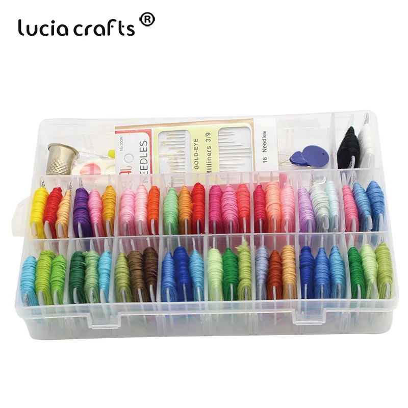 

1Box 6 Shares Cross Stitch Threads With Kit Sewing Tools Embroidery Cotton Thread Floss DIY Sewing Clothes Handmade Accessories