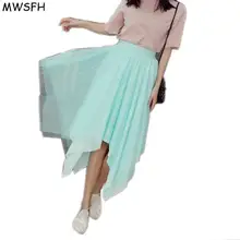 MWSFH летняя женская модная кружевная бальная юбка Модная тонкая пышная шифоновая юбка с расширенной подошвой Сексуальная кружевная дымка Пышная юбка кружевная