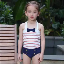 Закрытый купальник для маленьких девочек; милый полосатый купальник с бантиком для детей; детский купальник+ шапочка; комплект из 2 предметов; пляжная одежда; ws483